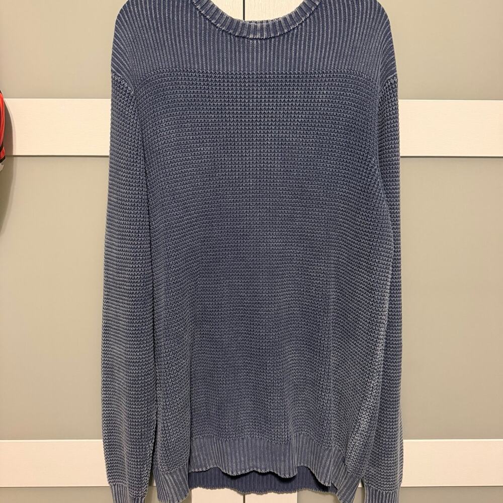 Buffalo David Bitton Men’s XL Blue Waffle Knit 100% Cotton Crew Neck Sweater